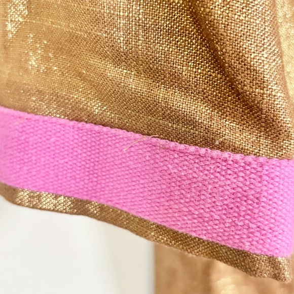 BOO GEMES Women’s Brown Gold Pink Linen Blend Lagenlook Tunic Dress Size Large - Picture 5 of 7